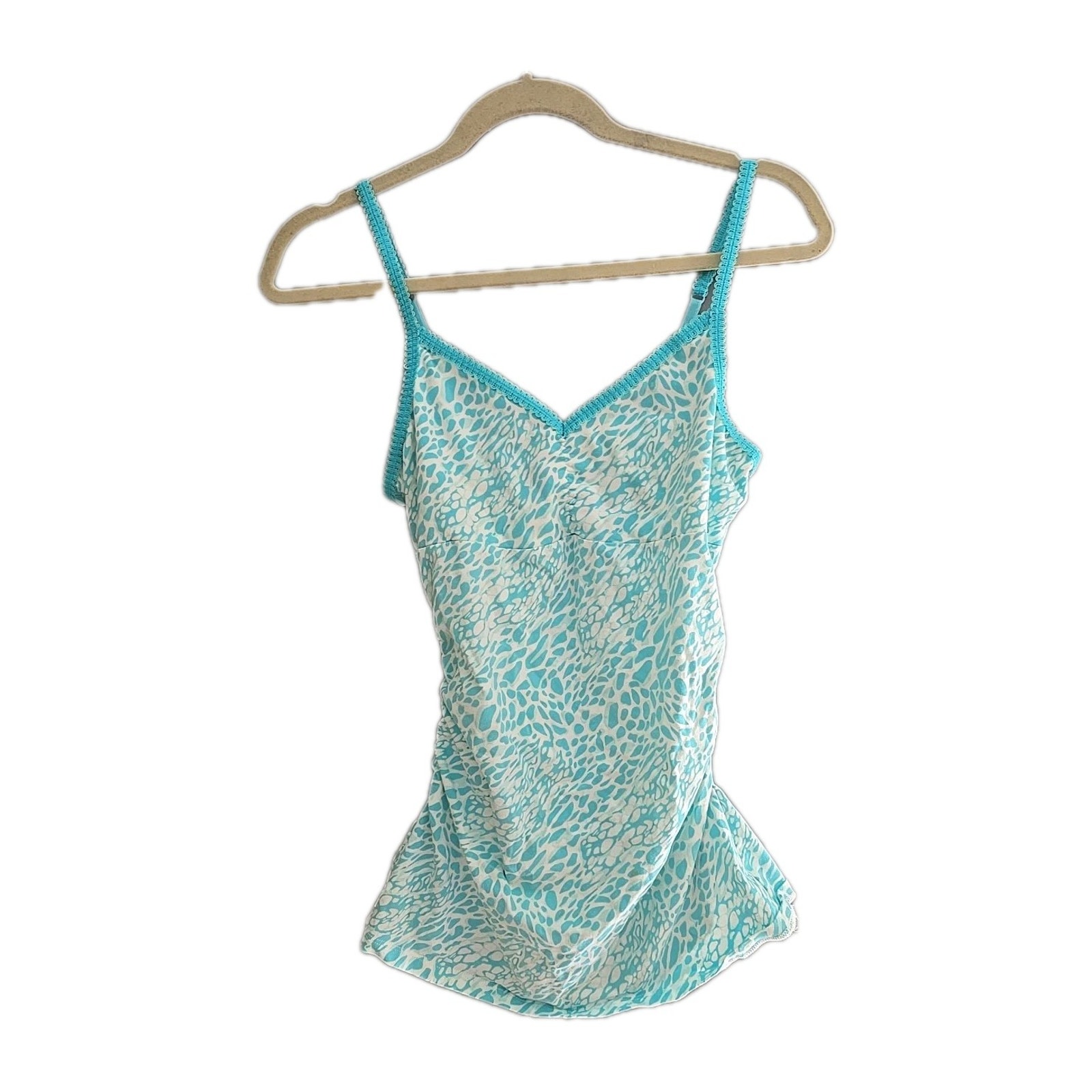 Vintage Express Y2k Blue Animal Print Preppy Babydoll Cami Top Womans Size Small